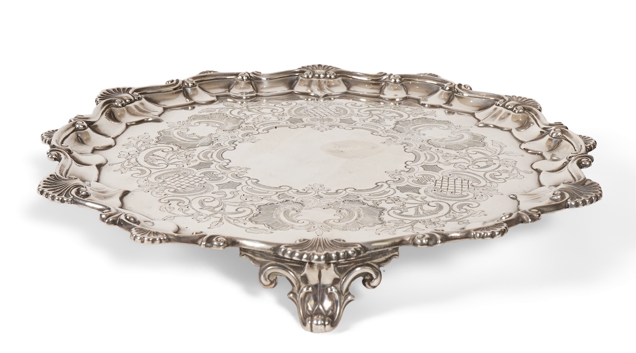 A Victorian silver salver by Edward & John Barnard